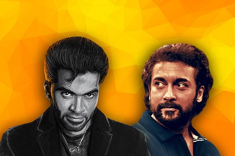 Collage of Simbu from Maanaadu and Suriya from Jai Bhim