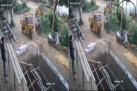 Screengrab of CCTV visuals showing the autoblast
