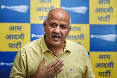 Deputy Chief Minister of Delhi Manish Sisodia addresses a press conference