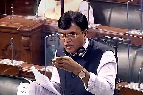 Union Health Minister Mansukh Mandaviya speaking in Parliament