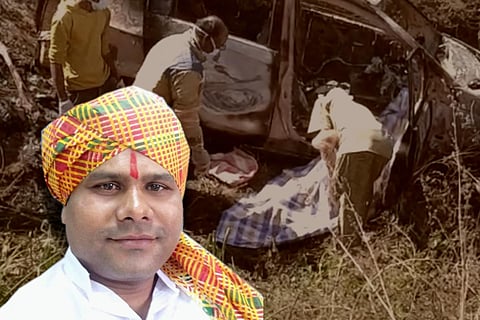 A collage of the Telangana government official who faked his death for insurance