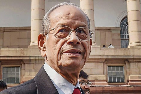 'Metroman' E Sreedharan looking to the right of the camera