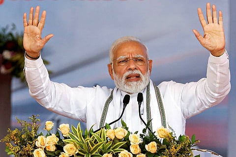 A file image of Prime Minister Narendra Modi addressing a gathering