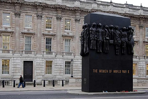 The National Monument to the Women of World War II, situated in Whitehall, London