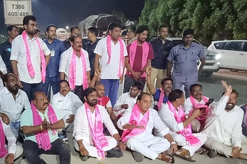 TRS members protesting