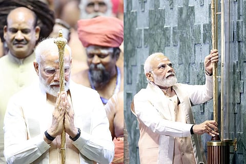 Prime Minister Narendra Modi with sengol