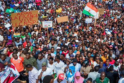 Protesters in Niger have expressed supporter for those behind the coup