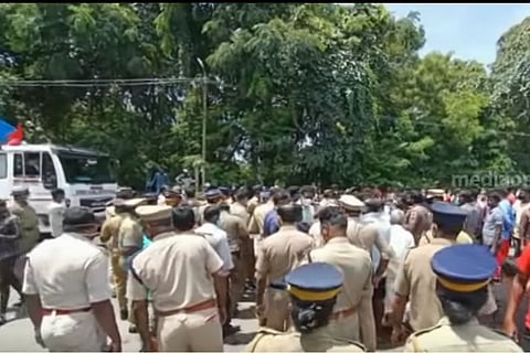 Crowd in front of ISRO