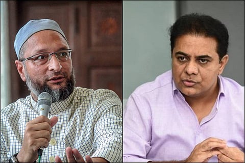 AIMIM chief Asaduddin Owaisi and TRS working president KTR who condemned move to release rape and murder convicts in Bilkis Bano case