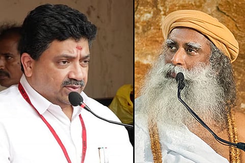 TN Finance Minister P Thiaga Rajan and Isha Foundation founder Jaggi Vasudev