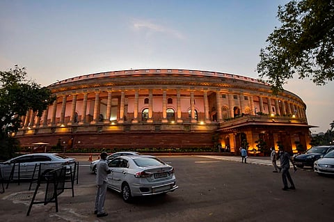 Parliament building at dusk