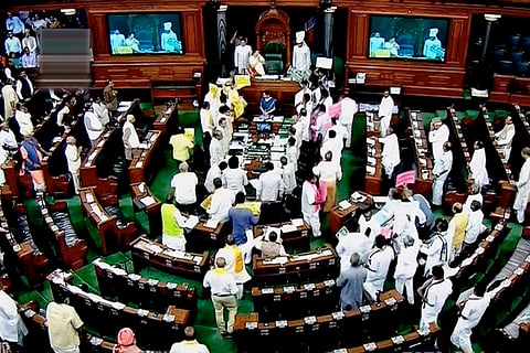 TDP MPs jump into well during no-confidence debate, BJP whip pushes back
