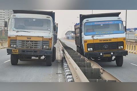 Heavy vehicles movement on Peenya flyover in Bengaluru