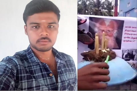 TN man booked for garlanding Periyar poster with slippers, throwing cow dung on it