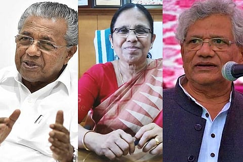 Kerala CM Pinarayi Vijayan, Health Minister KK Shailaja and CPI(M) chief Sitaram Yechury