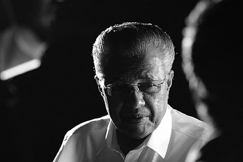 Black and white image of CM Pinarayi