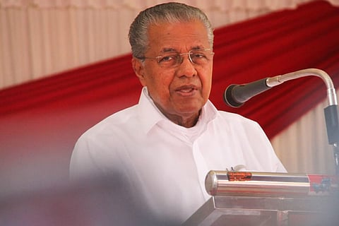 Kerala Chief Minister Pinarayi Vijayan speaking at an event