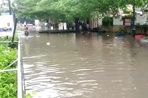 Pondy Bazaar filled with water