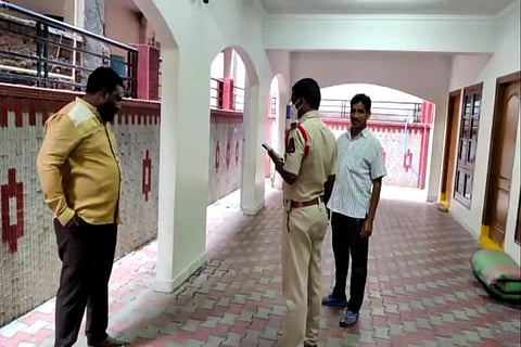 Police at the residence of actor Posani Krishna Murali