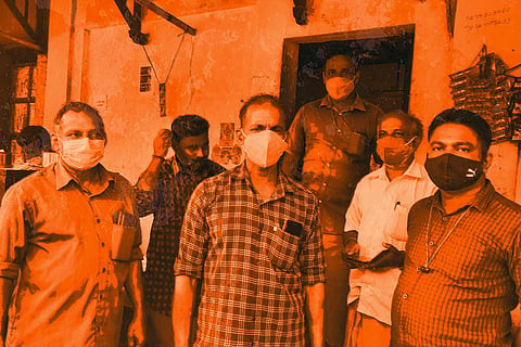 RSS workers who are part of a Men's Self Help Group in Kerala, under RSS affiliate Sahakar Bharati's Akshayashree NGO.