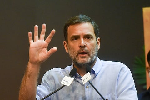 Rahul Gandhi addressing a press conference