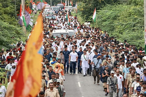 Rahul Gandhi leading Bharat Jodo Yatra in Karnataka