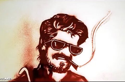 Watch: This artist makes 66 years of Rajini’s life flow by like so many grains of sand