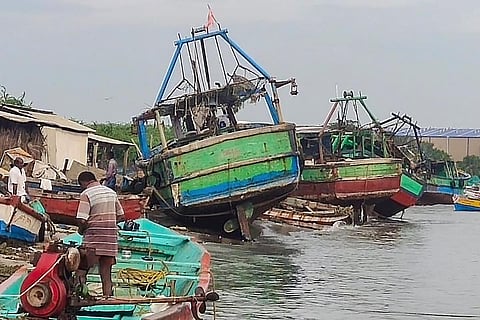 Trawler boats moored at Rameshwaram coast