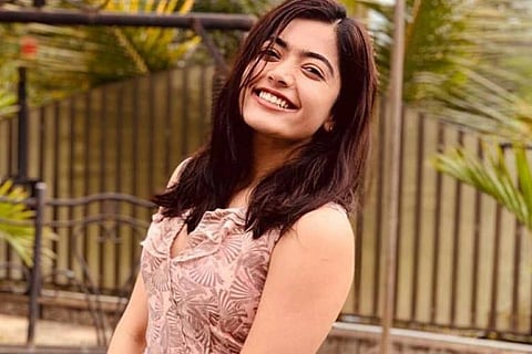 Rashmika is seen smiling