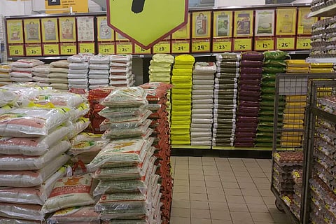Rice sacks kept in a shop