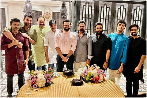 Mega family welcoming Sai Dharam Tej home