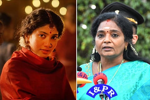 Collage of Sai Pallavi from Shyam Singha Roy and Telangana Governor Tamilisai Soundarajan