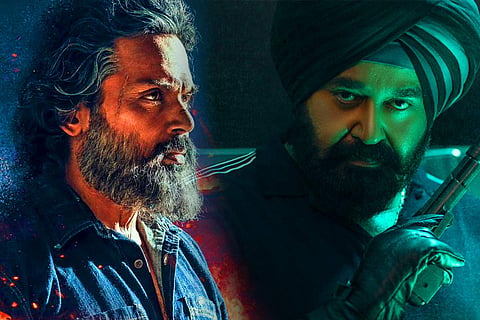 Karthi from Sardar (L) and Mohanlal from Monster (R)
