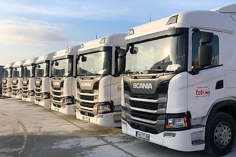 File photo of trucks built by Scania