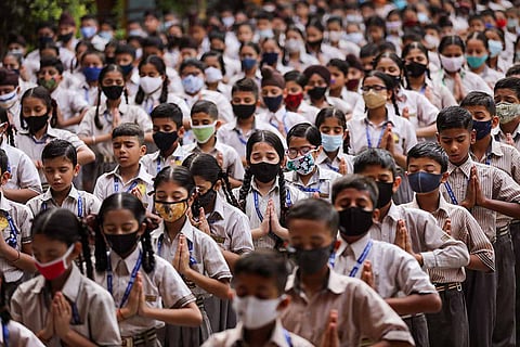 Representative image of school students during morning assembly