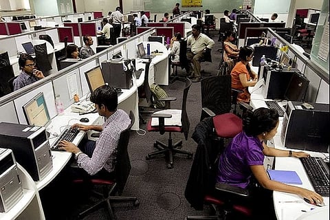 Software professionals sitting in office