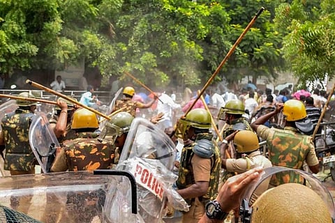 Police at the Sterlite protests in Thoothukudi