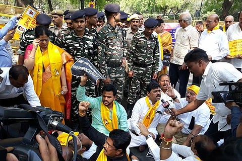 Andhra special status: TDP MPs detained during protest outside PM Modi's residence