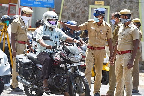 Police stopping a bike