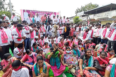 TRS stages sit-in protest