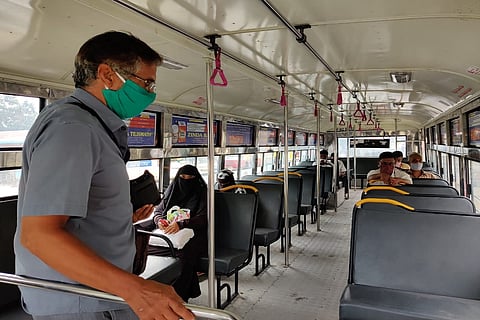 A Telangana RTC bus amid the coronavirus pandemic
