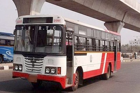 TSRTC bus on roads of Hyderabad