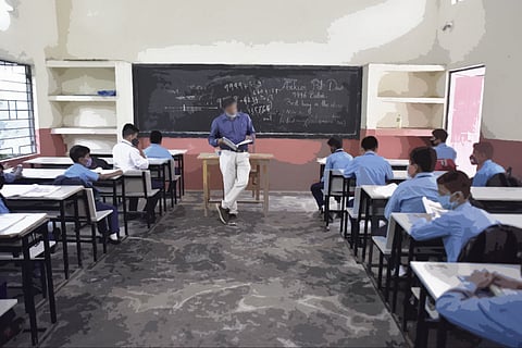 A teacher in a classroom