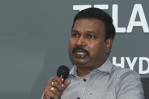 Telangana Director of Public Health addressing the media
