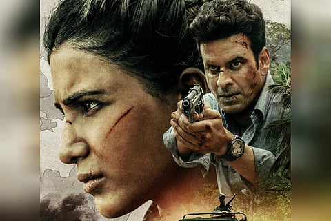 Samantha in a militant-like avatar, Manoj Bajpayee seen as spy, holding a gun.
