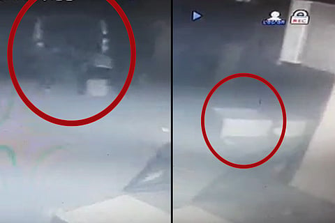 A screenshot of the CCTV footage of the ATM robbery in Tiruppur