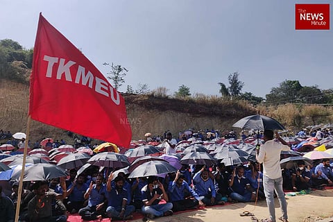 Toyota Kirloskar Motor workers protesting at Bidadi
