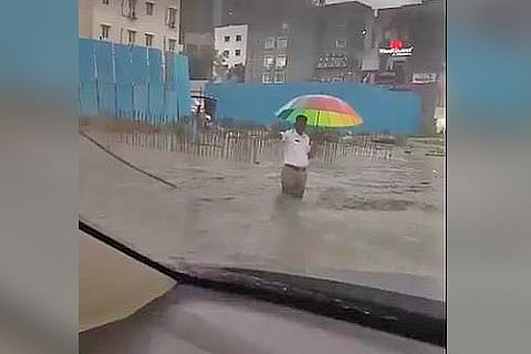 Video: Hyd cop stands in knee-deep water and directs traffic, wins hearts on the internet