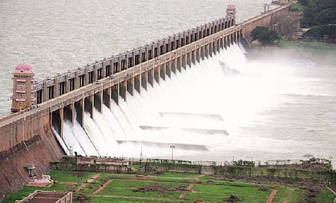 The Tungabhadra dam at full capacity