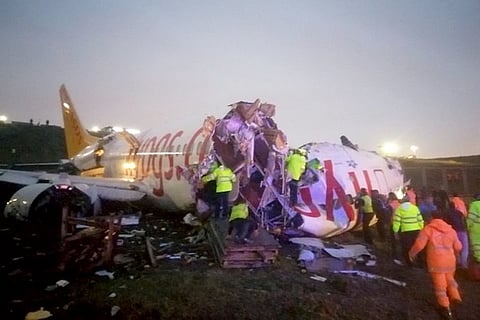 Three dead, 179 injured as plane skids off Istanbul airport runway, splits into three
